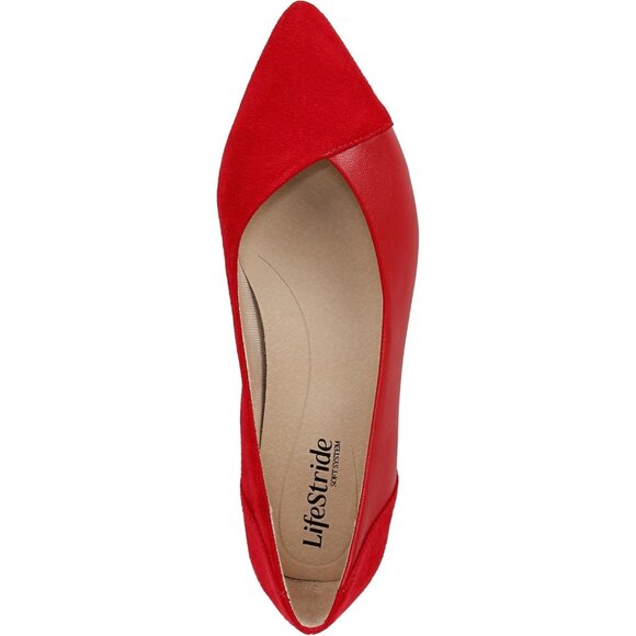 LifeStride Womens Fire Red PU and Fabric Closed Pointed Toe Promise Ballet Flat - Picture 5 of 9